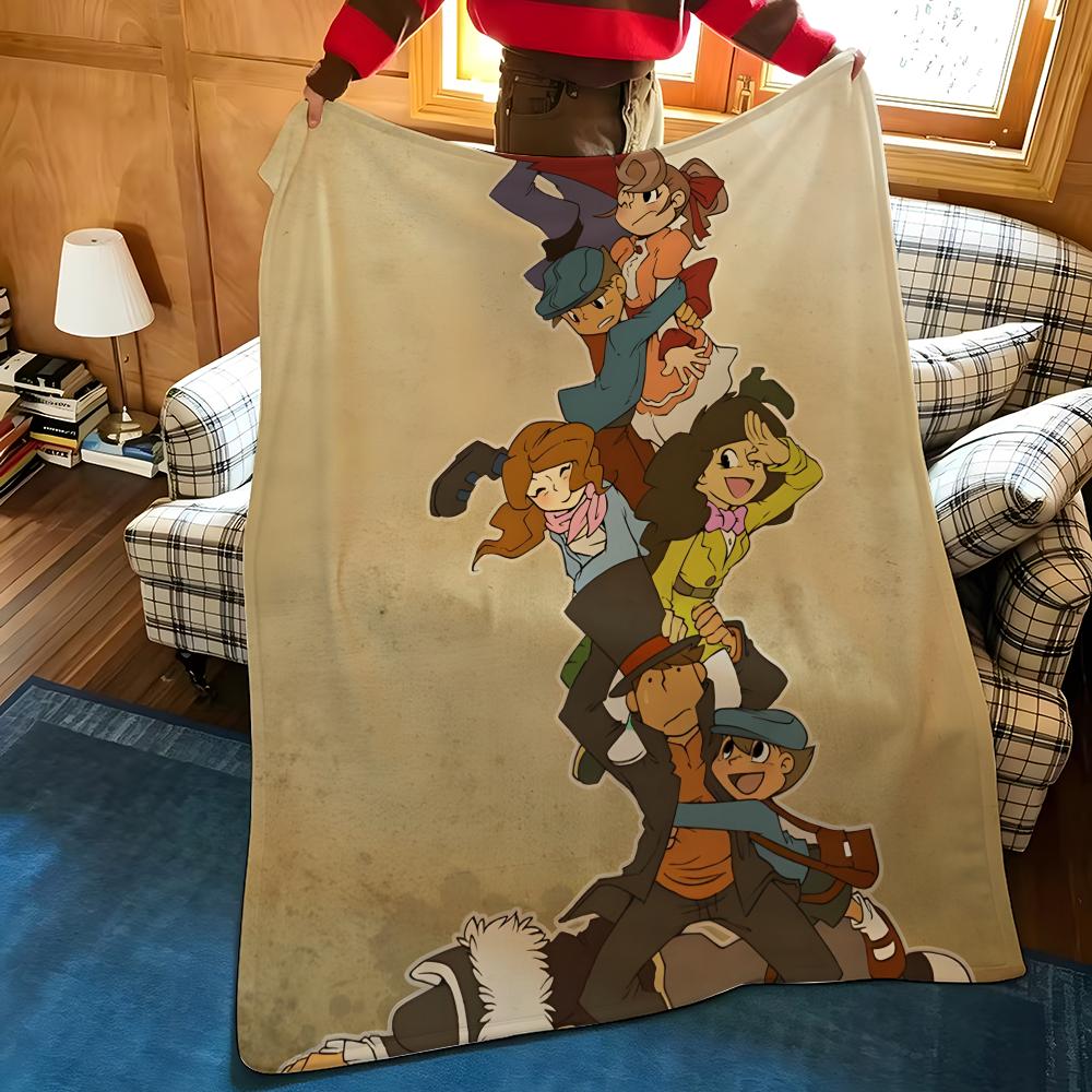 Game P-Professor L-Layton Throw Flannel Cozy Print Blanket, Portable, Durable Machine Washable Cute Cool