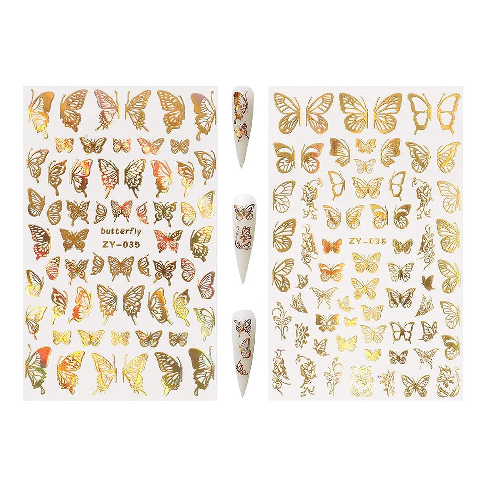 8 Sheets 3D Nail Art Stickers Water Transfer Decals Self Adhesive Nail Decorative Stickers DIY Manicure Beauty Accessories