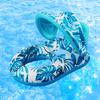 Inflatable Floating Bed with Sunshade Inflatable Water Sleeping Bed PVC Floating Lounger Air Mattress Outdoor Swimming