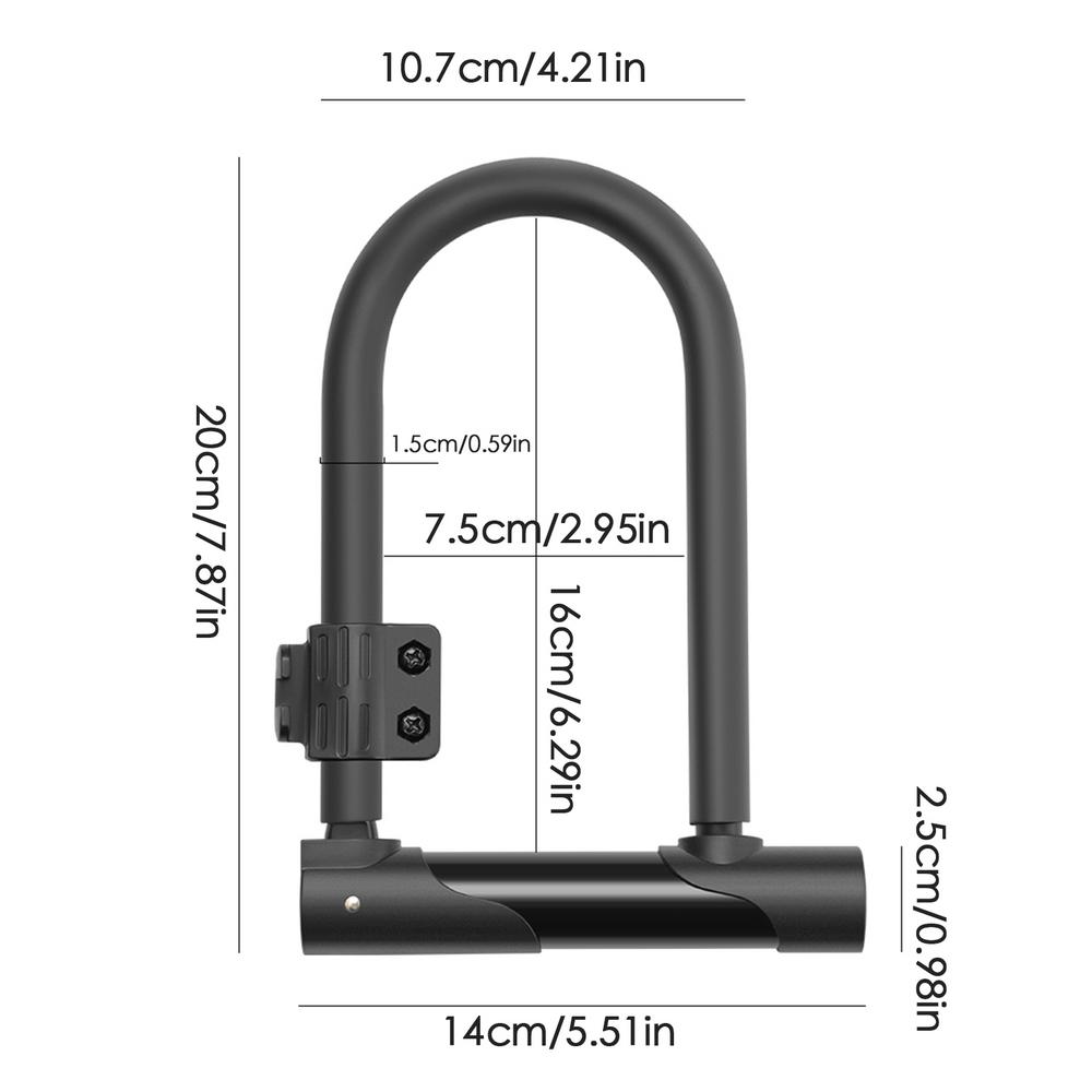 U Lock Bicycle U Shape Combination U Lock With Bracket Sturdy Anti-Theft Bicycle Lock Convenient Bracket Secure U Locks For чёрный