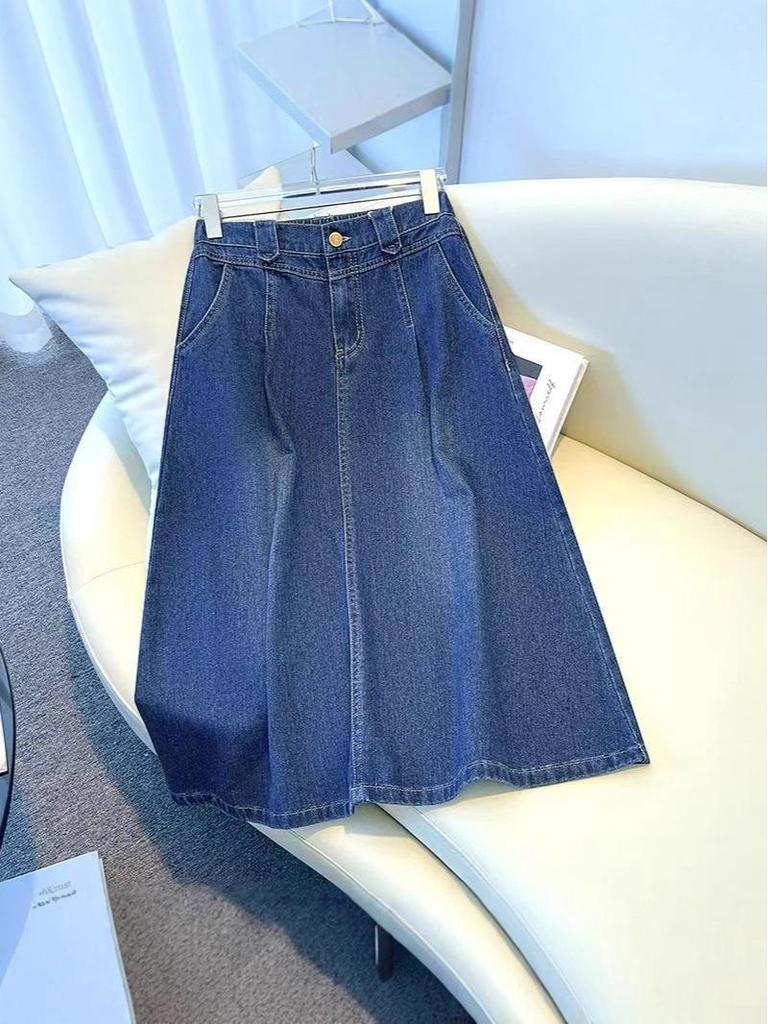2025 New High-Waisted Mid-Length Denim Skirt - Slimming & Versatile for Petite Women