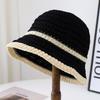 Contrast Color Brim Knitted Breathable Bucket Hat Women's Autumn New Vacation Sunscreen Basin Hat Versatile Casual Bucket Hat