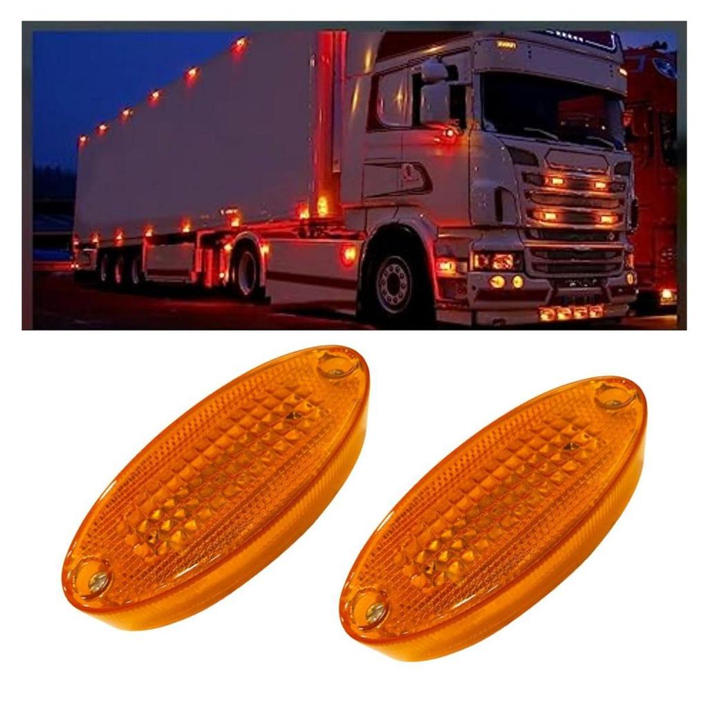 2PCS LED Marker Lights Trailer 24V Waterproof Amber Chicken Lights Cargo Side Marker Clearance Lights – Universal Fit