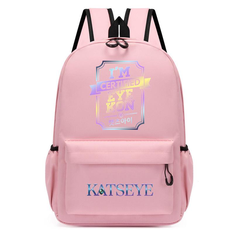 60123-8 Mochila Unissex para Meninos e Meninas KATSEYE Estampada Mochila de Estudante Escolar Impermeável Leve