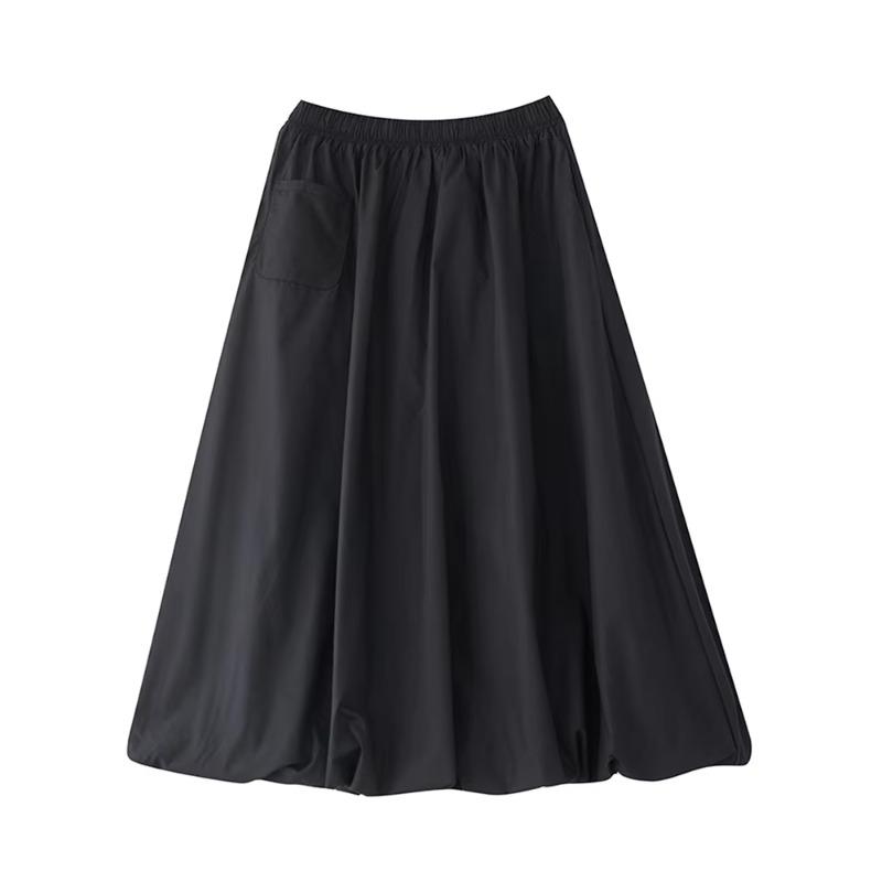 

Юбка XITAO с карманами и пэчворком, плиссированная, с эластичной талией GMM1232 One Size чёрный