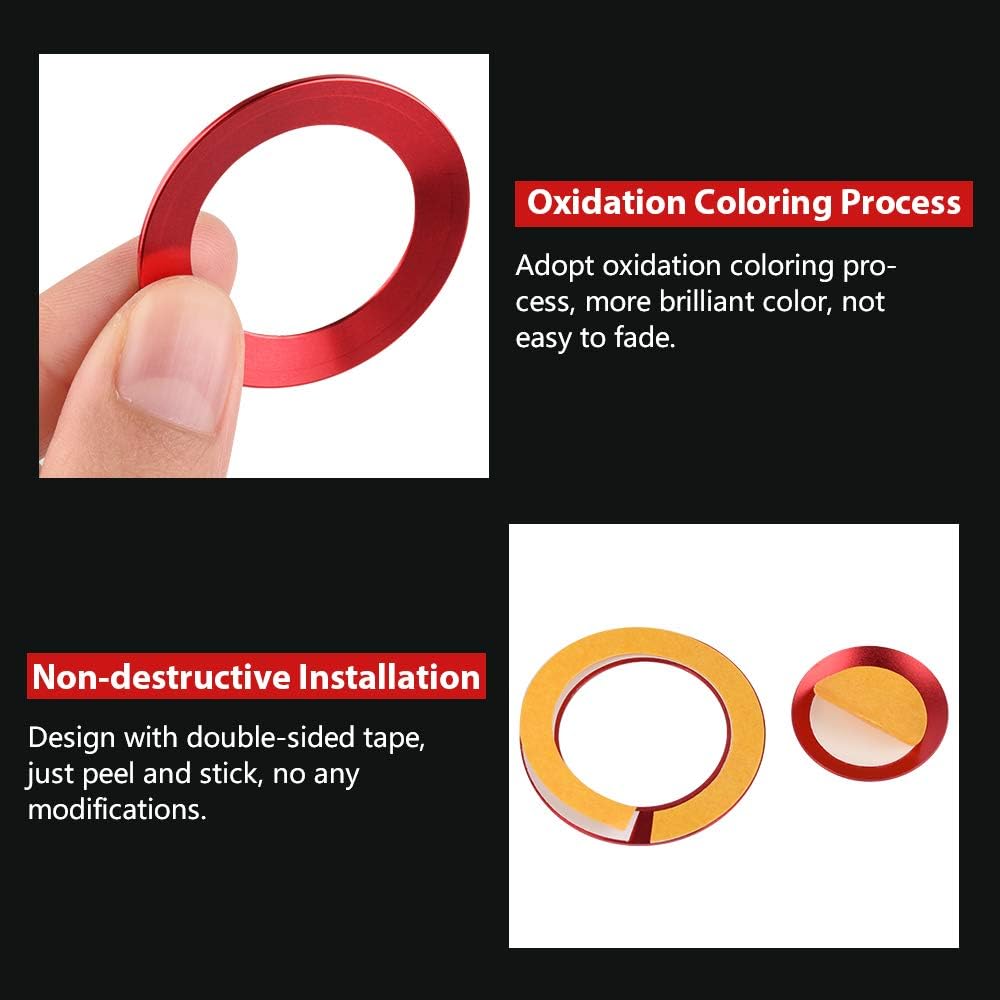 LECART Push to Start Button Stickers Fit for Jeep Grand Cherokee 2014-2024 Metal Decal Covers Auto Interior Decor Accessories Metal Decal Trims Red 2