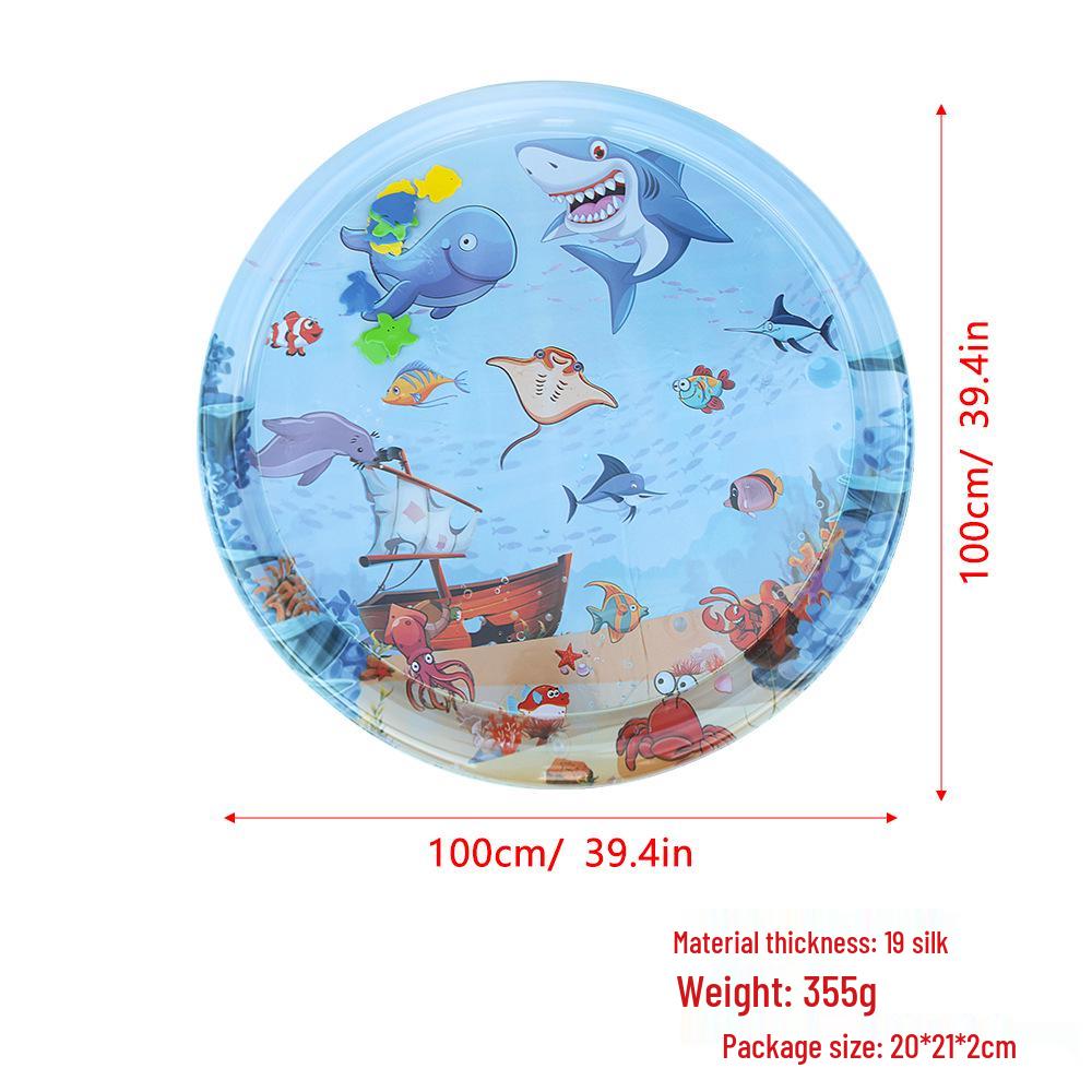 Inflatable Round Pat-Pat Water Mat for Babies & Toddlers - Marine Life Crawling Play Mat