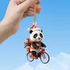 Christmas Car Pendant Lifelike Riding Panda Shape Lightweight Hanging Accessory Christmas Trees Doors Windows Hanging Ornament Bag or Keychain Charm