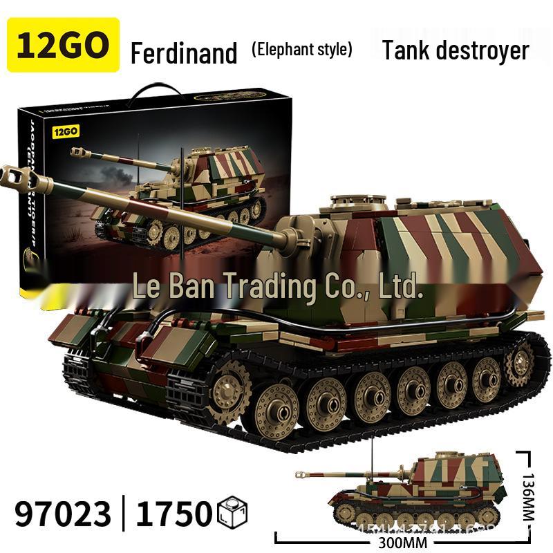 12GO WWII Tiger King Heavy Tank Model Building Blocks Toy 97027 for Boys