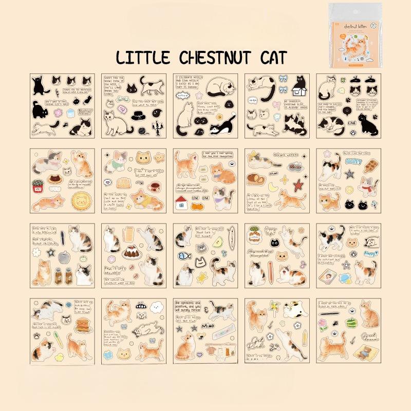 Cute Cat Stickers Adorable Kitten Scrapbook Decals for Journal Diary Planners Kawaii Laptop Water Bottle Decor Animal Sticker