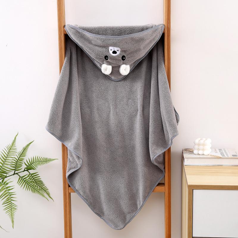 Baby Hooded Cartoon Bath Towel & Coral Fleece Swaddle Blanket