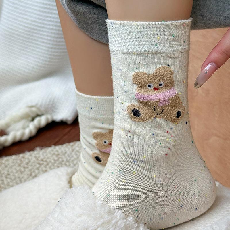 Idea Garn Cartoon Socken Mittellange Socken Reine Baumwolle Niedlicher Pilz Bär Stapelsocken Socken