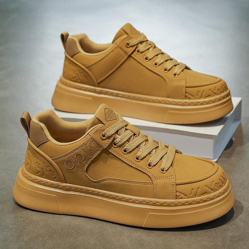 

New winter retro thick baseplate shoes lace-up casual heightening soft-soled shoes 44 [standard sports code] хакі