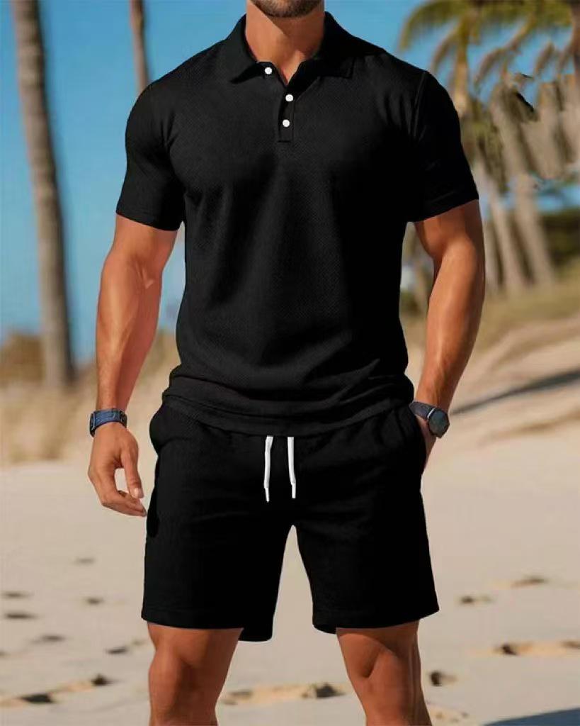 Men's Versatile Slim-Fit Short-Sleeve Polo Shirt Set - Casual Summer Fashion