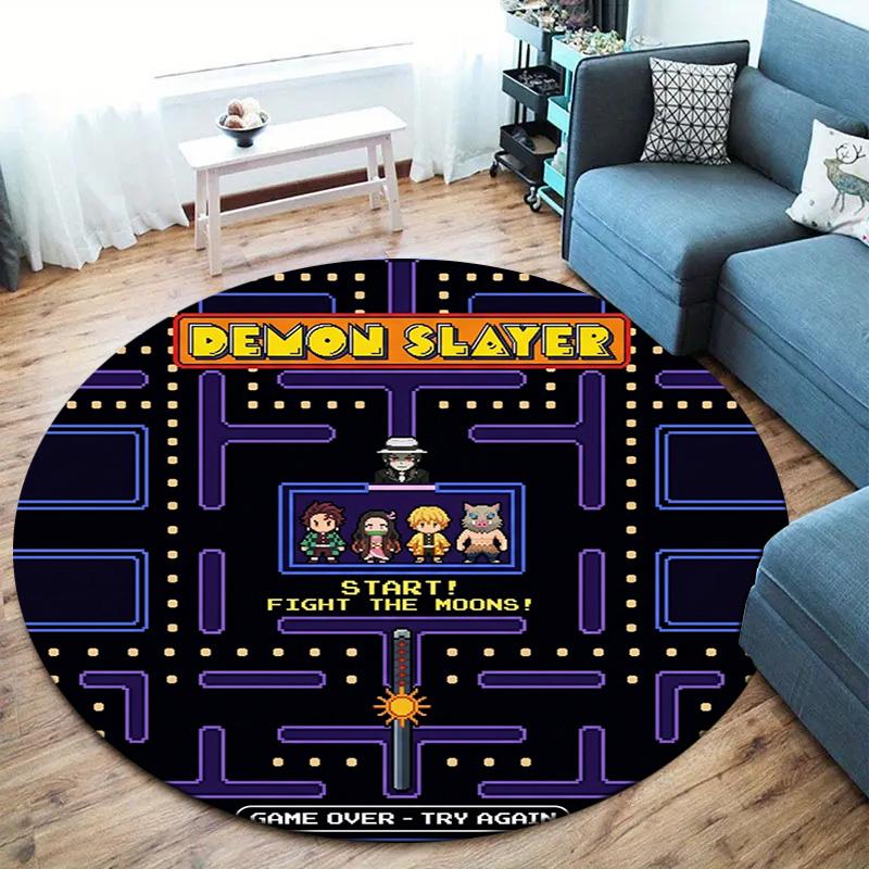 Demon Slayer Round Area Rug Carpet Rug For Living Room Bedroom Sofa Playroom Decor Nonslip Floor Mat