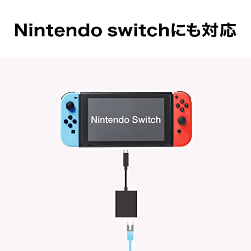 SANWA SUPPLY USB Type-C To LAN Adapter (PD Compatible), USB 3.2 Gen 1 To RJ-45, Black, USB-CVLAN7BK