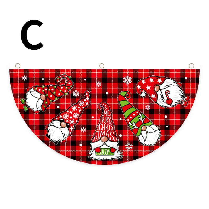 1Pcs Christmas Outdoor Polyester Fan-shaped Flag Christmas Decor for Home Cristmas Drop Ornament Xmas Gift New Year