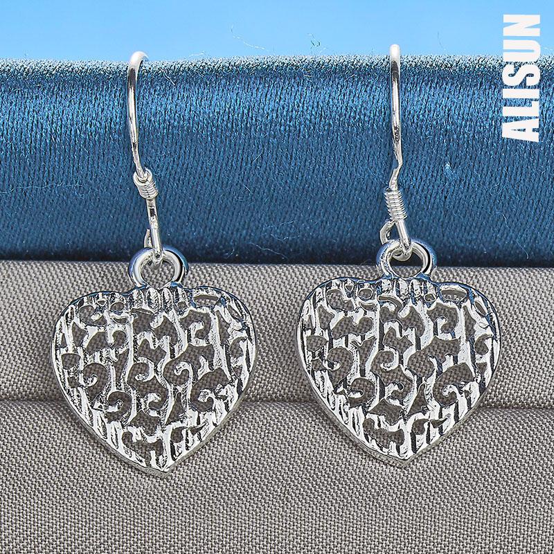 Cercei cu pandantiv în formă de inimă, argint 925, bijuterii la modă pentru nuntă