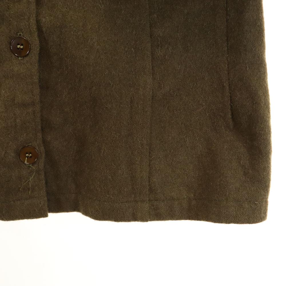 FRENCH ARMY 50s Vintage V Neck Wool Jacket 44L Khaki Women Used