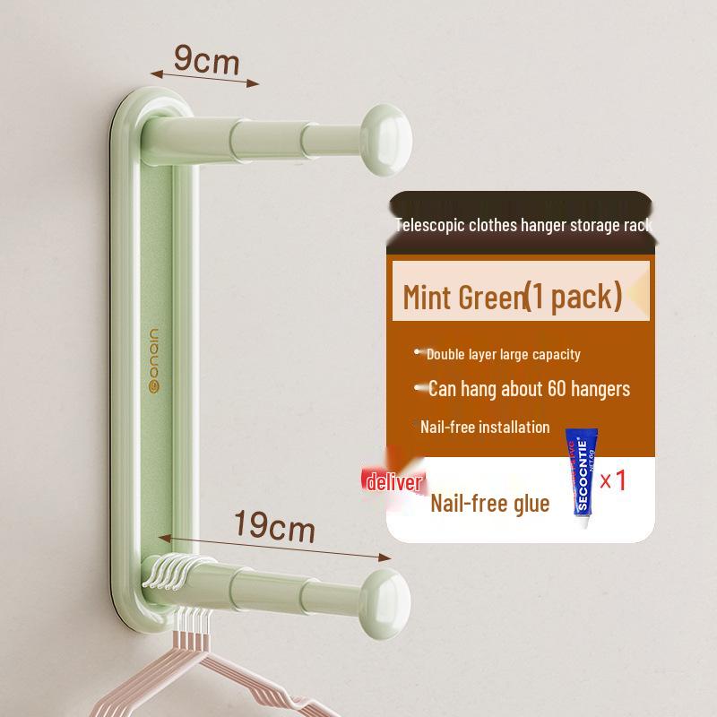 Retractable Punch-Free Folding Clothes Hanger & Storage Rack for Balcony