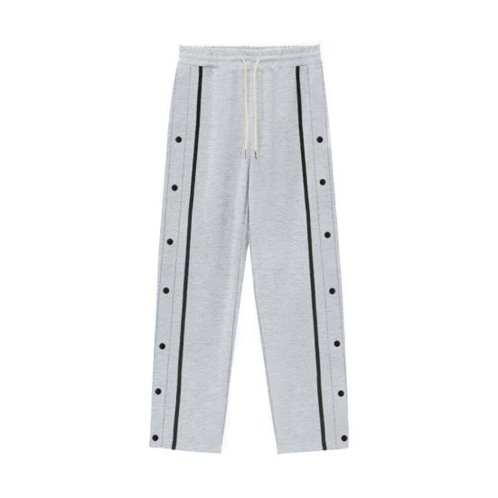 Men Casual Pants Loose Side Pockets Drawstring Elastic Waist Side Button Closure Plus Size Solid Color Gym Traning Beach Sweatpants Long Trousers