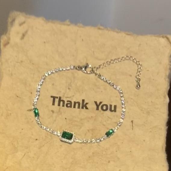 Wind Sweet Light Luxury Exquisite Emerald Bracelet High Sense Yellow Diamond Square Crystal Bracelet Jewelry Women