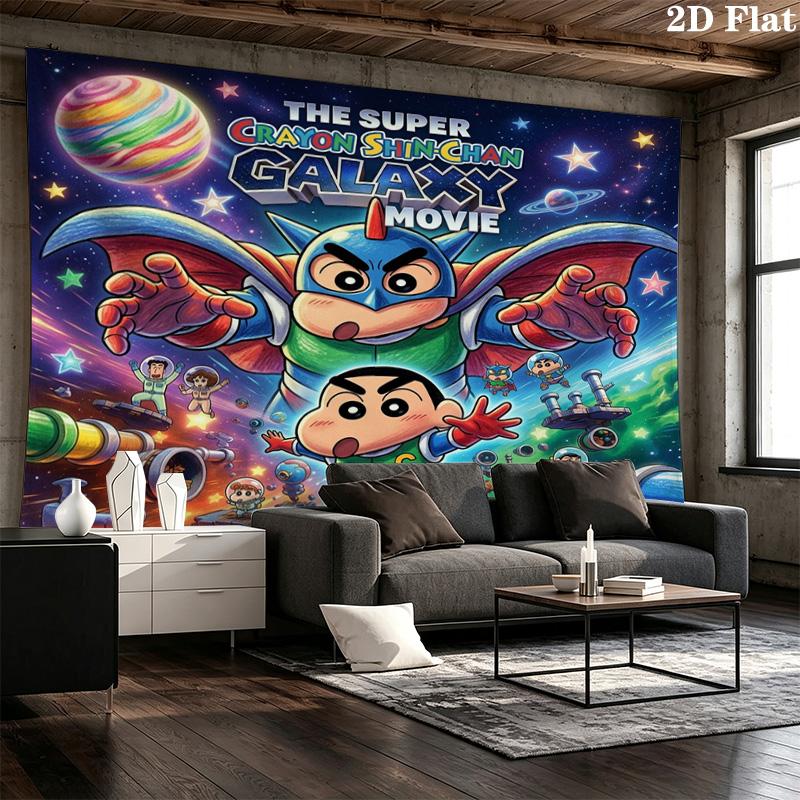 Crayon Shinchan Wall Tapestry Aesthetic Wall Hanging Printed Fabric Blanket Decorative Tapestries For Bedroom Living Room Home Decor