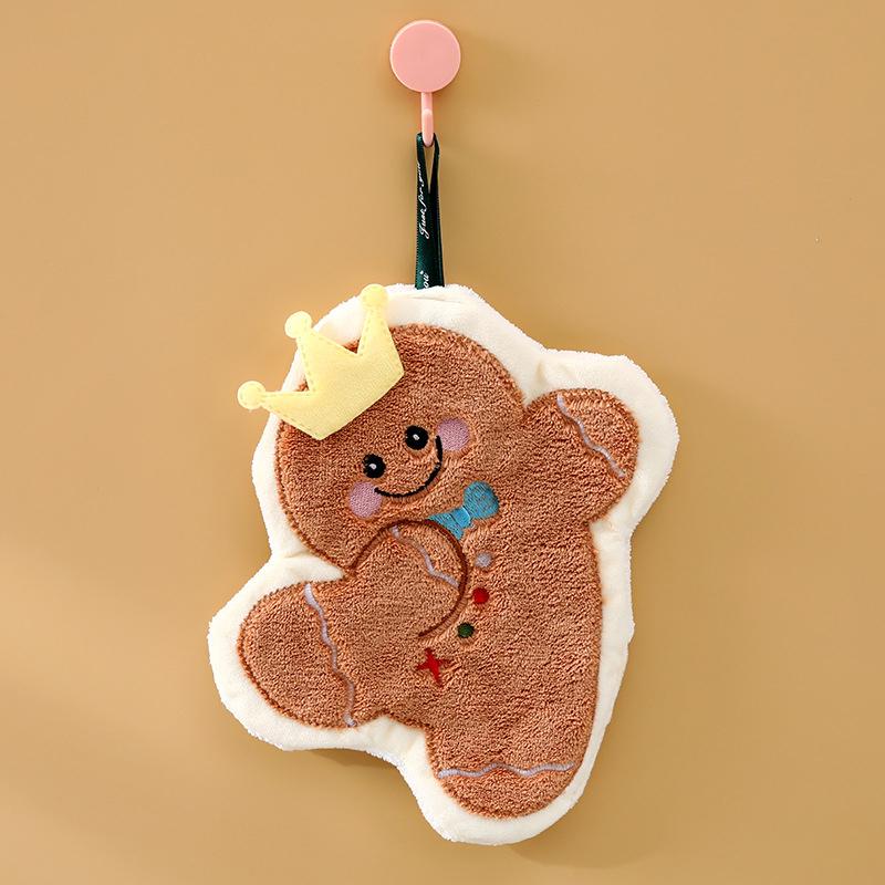 1PC Hand Towel Multi Element Christmas Creative Embroidery Thickened Hanging Cartoon Small Towel Household Coral Fleece Cute