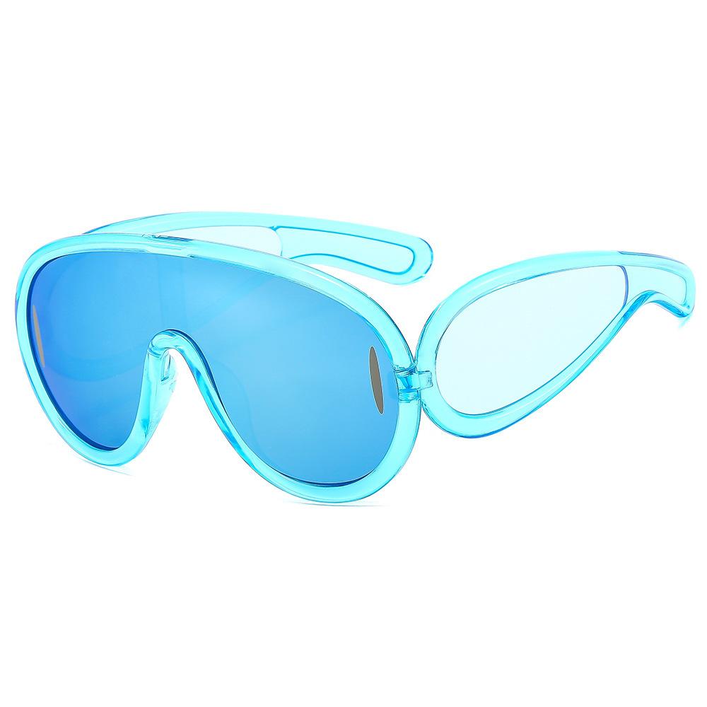 Vintage Y2K Brand Designer Oversized Pilot Sunglasses Women For Men Fashion Mirror Shades Trendy Punk One Piece ins Sun Glasses