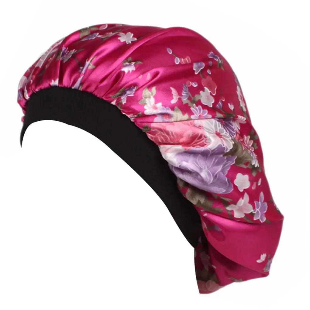 Blumen-Schlafhaube mit breiter Krempe für Frühling, Herbst, Winter, Unisex für Erwachsene, Satin, für Männer und Frauen