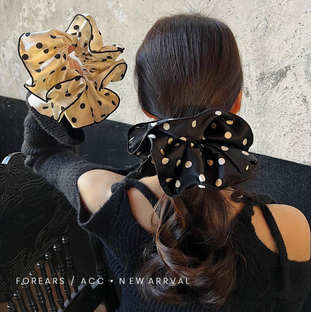 Elegant Large Polka Dot Scrunchies, Classic Fabric Elastic Hair Ties, Temperament Versatile Floral Hair Accessories For Women New Arrival
