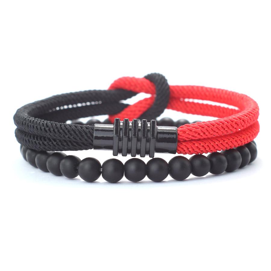 Stylish 2Pcs/Set Men Bracelet Stylish Knot Rope Braslet Distance Magent Buckle Yellow Blue Ukraine Braclet Pulsera Hombre Joias