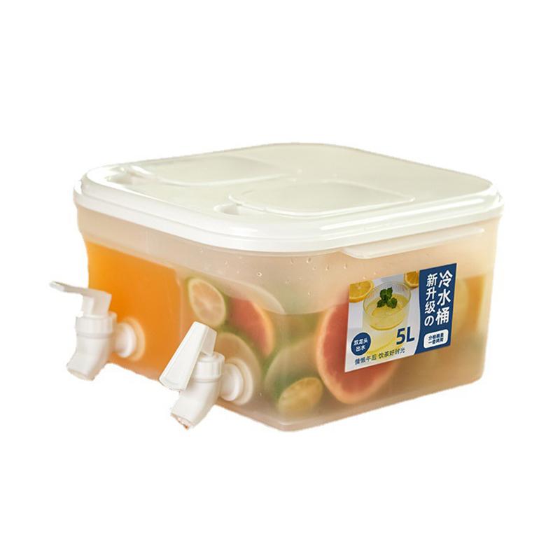 5L Large Cold Kettle Refrigerator With Double Faucet Lemonade Bottle Drinkware Kettle Pot Beverage Dispenser Cool Water Jug
