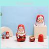 Wooden Russian Nesting Dolls Set With Christmas Decor And Modern Minimalist Style For Holiday Gift