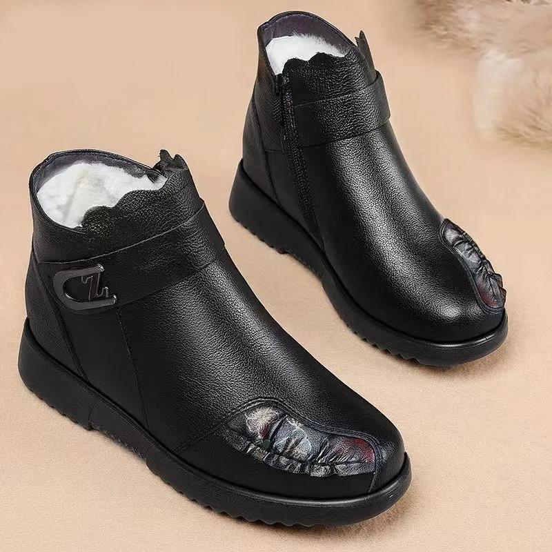 

Зимние женские ботинки Теплые ботинки Женские повседневные ботинки Теплые нескользящие ботинки для мам из хлопка на плоской подошве 35