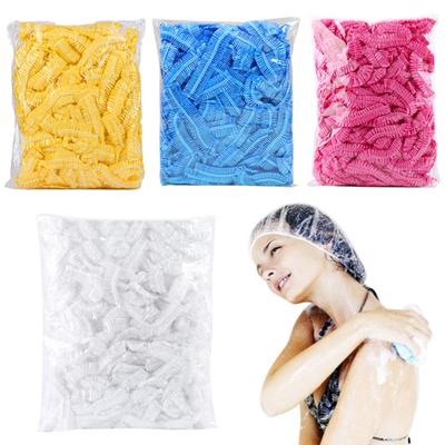 100Pcs Shower Cap Disposable Ear Protection Free Size Bath Cap Waterproof Transparent Hair Salon Shower Cap