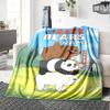 Three Bears Stacked In A Playful Pile With City And Nature Backdrop Multipurpose Personalized Blanket Customize Text Soft Warm Cozy For Sofa Couch