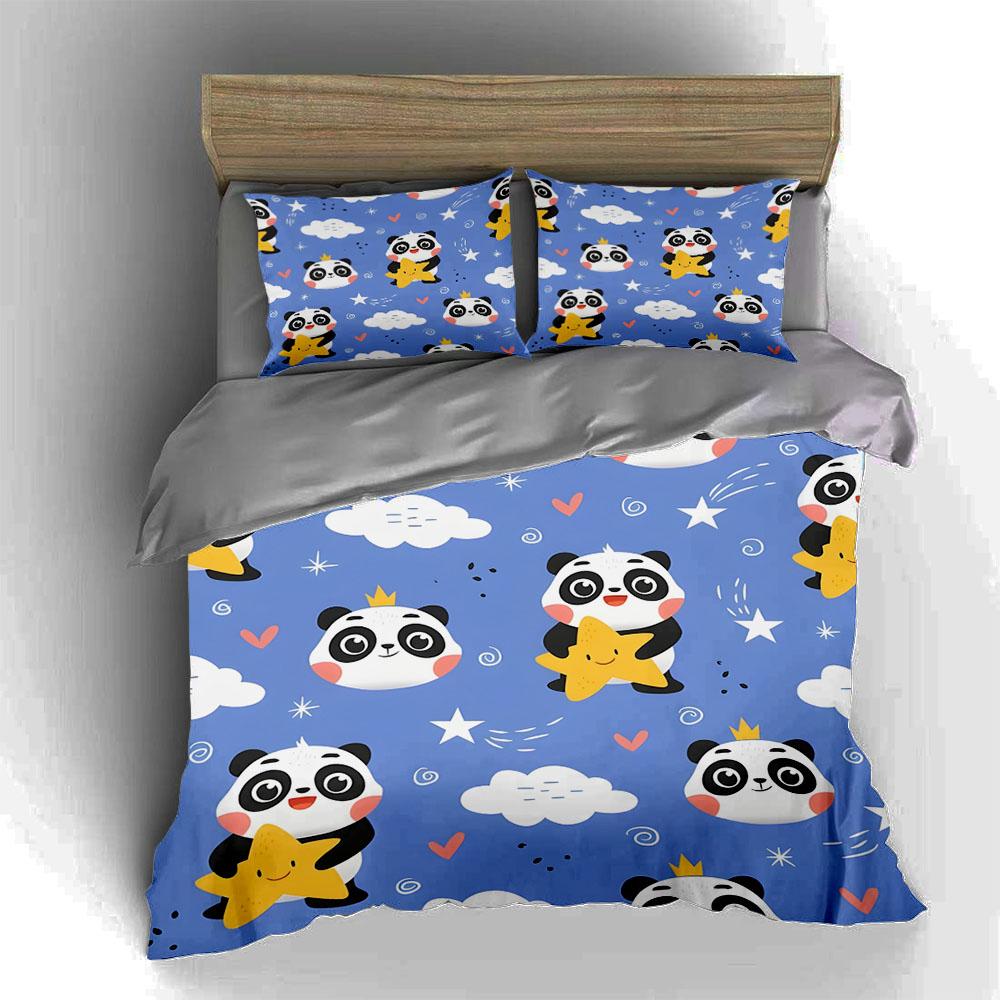 Pandas, stars, clouds. Bedding Duvet cover sets Duvet covers Pillowcases gifts (1 * Duvet Cover 2 * Pillowcases, without duvet insert)
