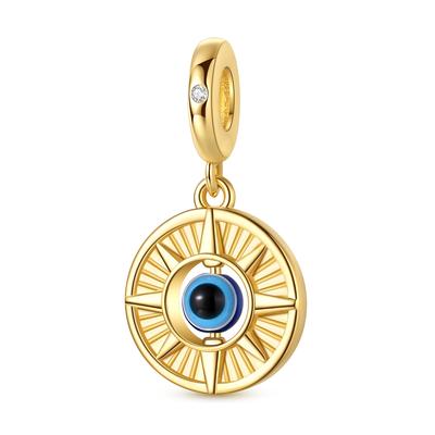 Colgante de ojo de sol dorado de cobre, joyería compatible con pulseras y collares originales para mujer, regalo DIY