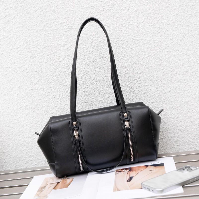 

High-quality Cowhide Shoulder Bag 2026 Fashionable Portable Boston Bowling Commuting Underarm 39x16x30CM чёрный