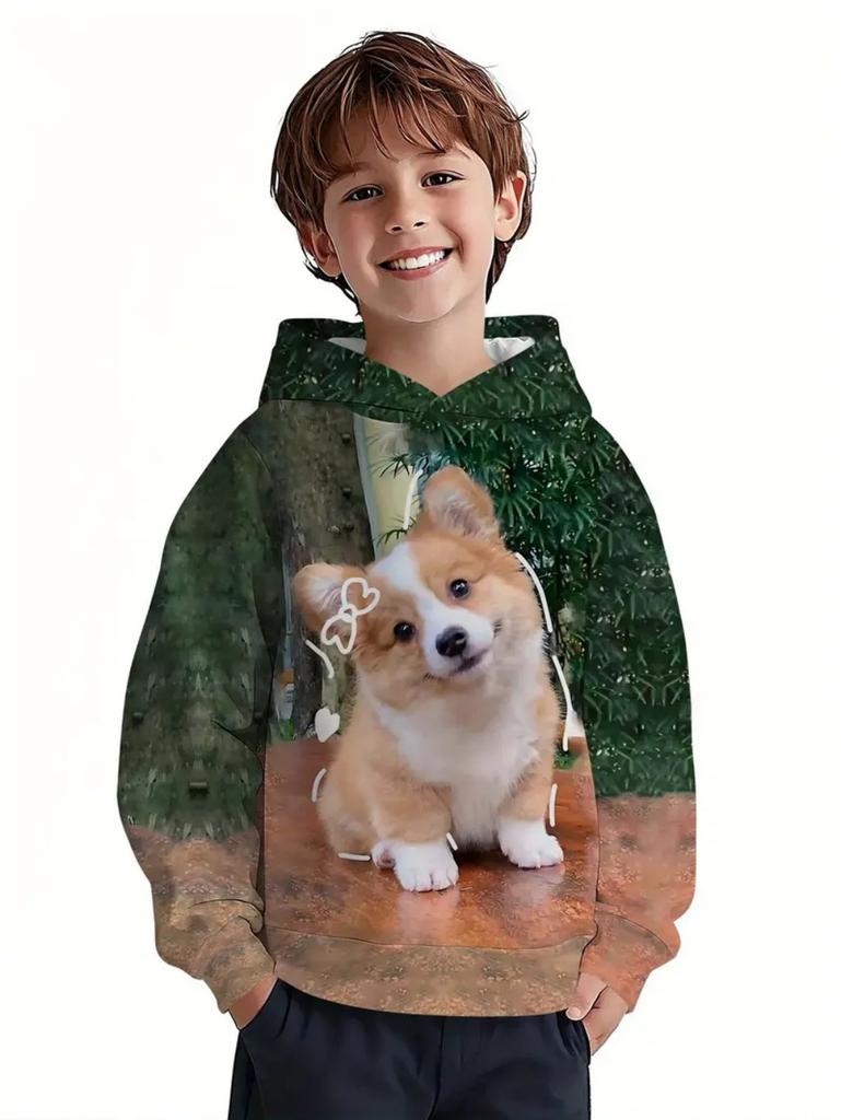 New Animals Hoodie Cute Dog Pattern 3d Print Autumn Fashion Comfort Pullover Long-sleeve Hoodie Outdoors Children's Clothing Boy