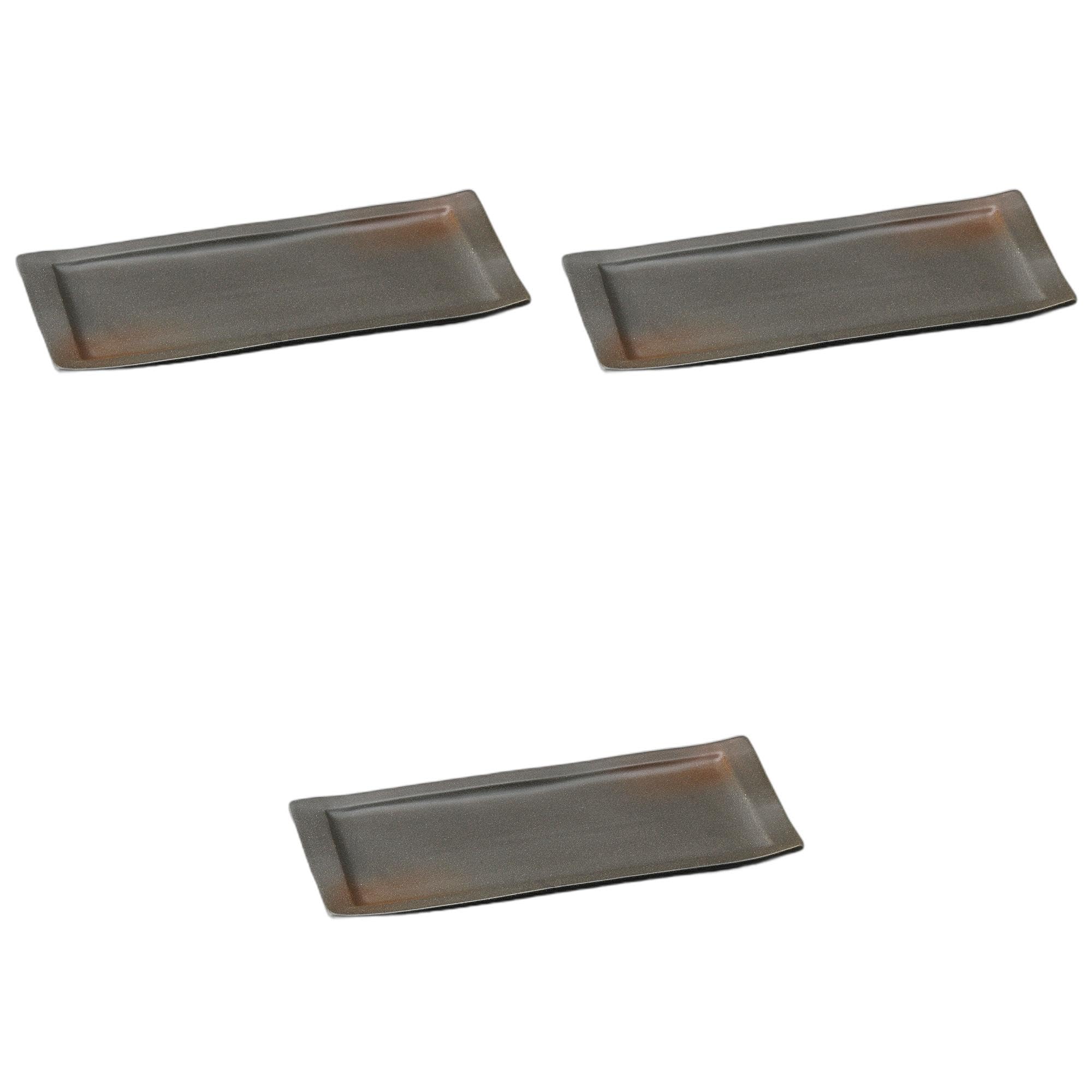 

Setomonohonpo (Set of 3) Bizen-style Square Serving Plates (Large) [31.5 x 14 x 2 cm] | Ceramic Plates