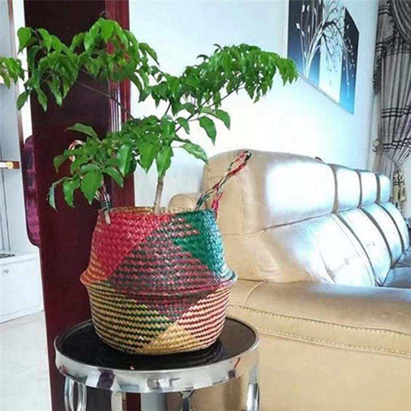Practical-Storage Basket With Handles Woven Foldable Storage Pot Plant Basin Cover For Laundry Groceries Picnic Beach Basket Eas