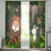 Lion In The Jungle Sheer Window Curtains For Living Room Bedroom Modern Voile Tulle Curtains Fabric Drapes For Kitchen