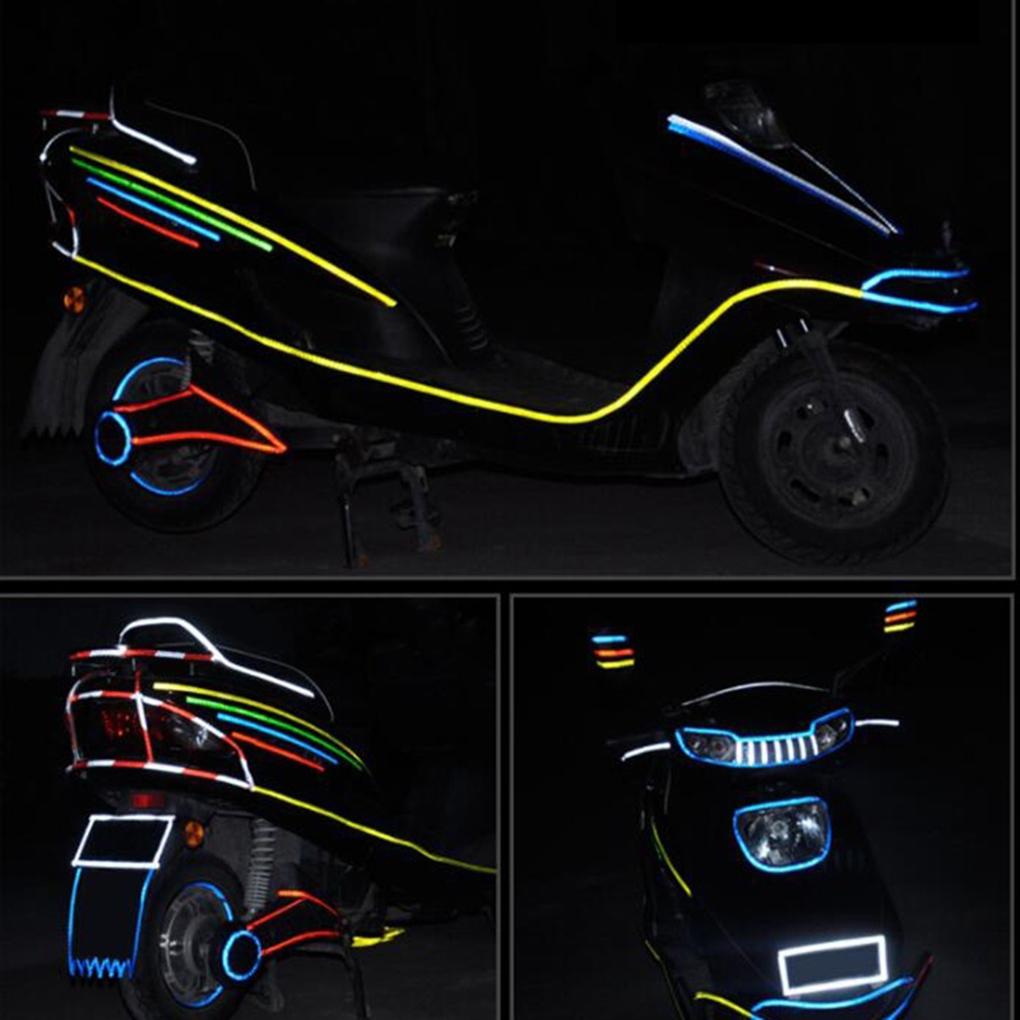 Reflective Sticker Rim Luminous Warning Tape Motorbike Bike Frame Wheel Adhesive Reflector Strip, Green