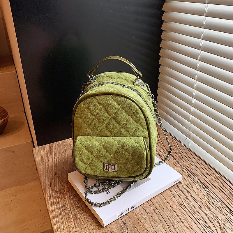 Rhombus Chain Backpack Women's Fashion Niche Design Leisure Student Shopping Mini Travel Matte Backpack