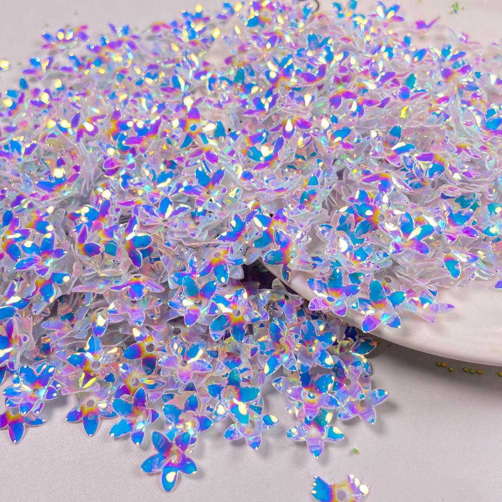 12mm Lily Flower Concave Pvc Sequins Diy Costume Dress Decorative Holographic Loose Beads 3D Floral Shoes Bag Sewing Film Sequin