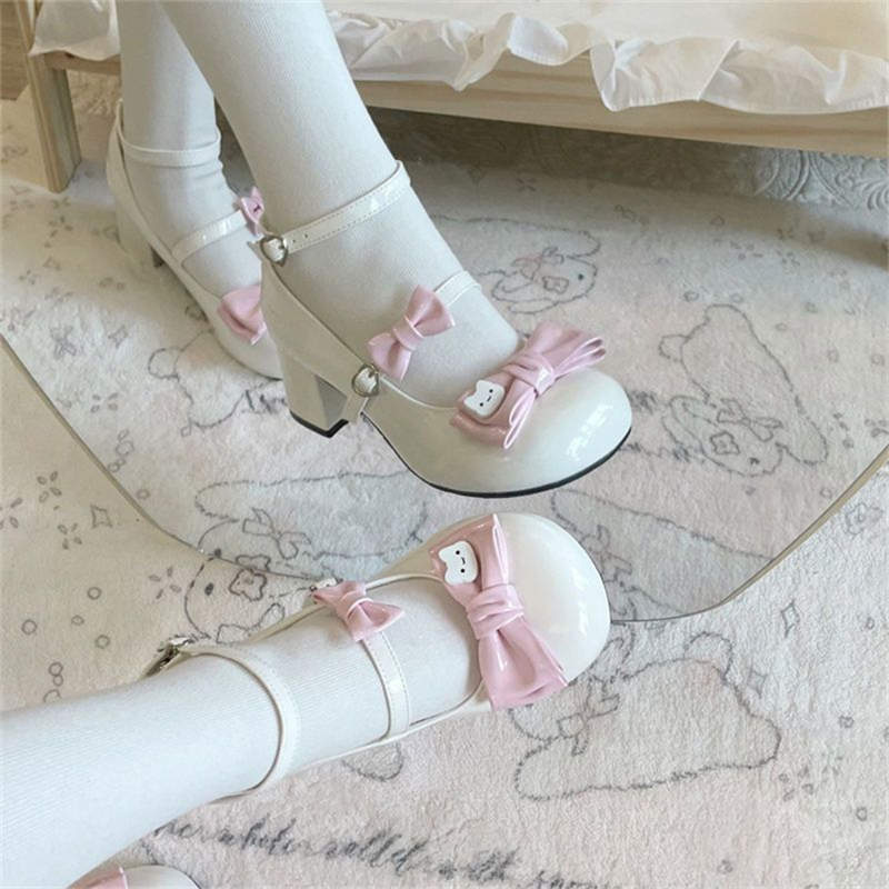 jk small leather shoes female sweet cute lolita shoes fairy small puff bow cute versatile lolita single shoes