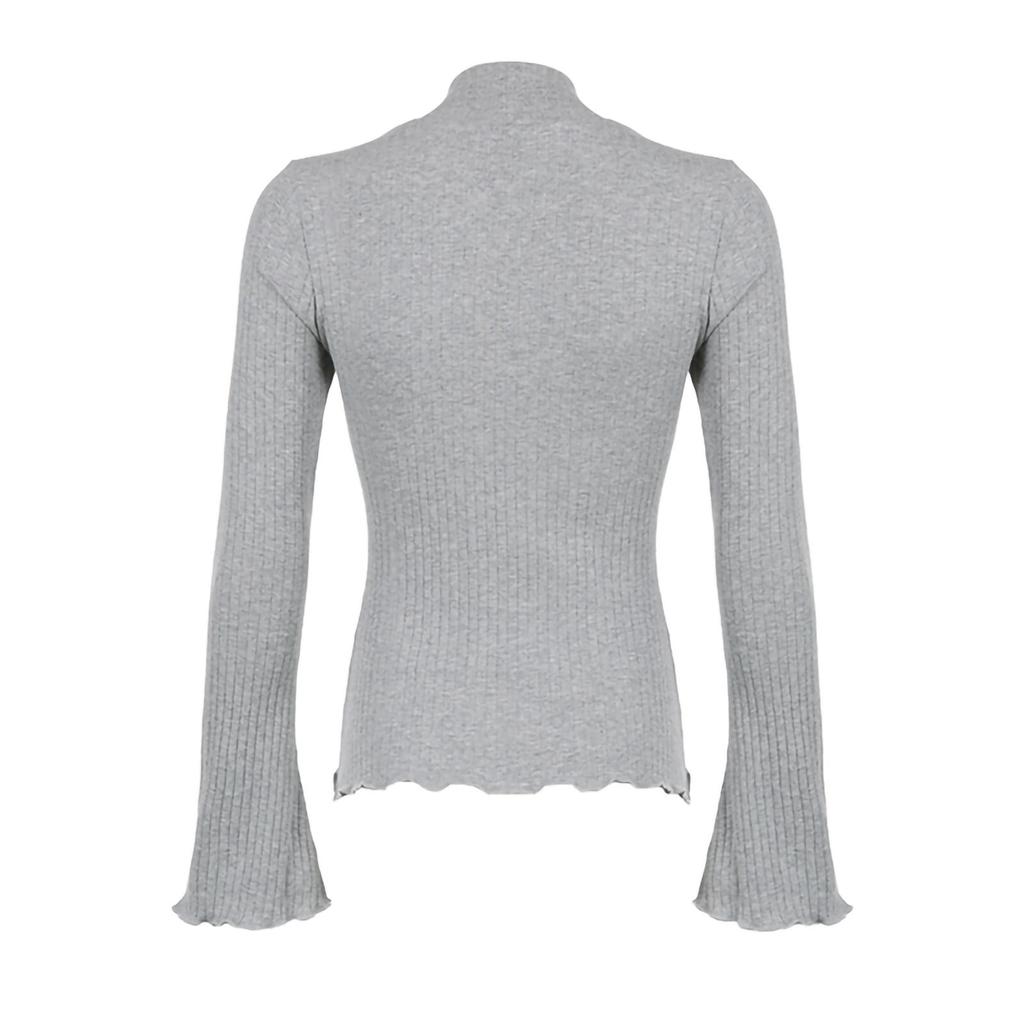 Elegante Dame Quadrat Kragen T Shirt Kawaii Kleidung Fee Grunge Langarm Gerippte Tops y2k Tees 2000er Jahre Frauen streetwear