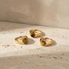 Vnox Romantic Gold Color Heart Water Drop Shaped Natural Stone Ring, Stainless Steel Geometric Natural Tiger Eyes Rings Jewelry